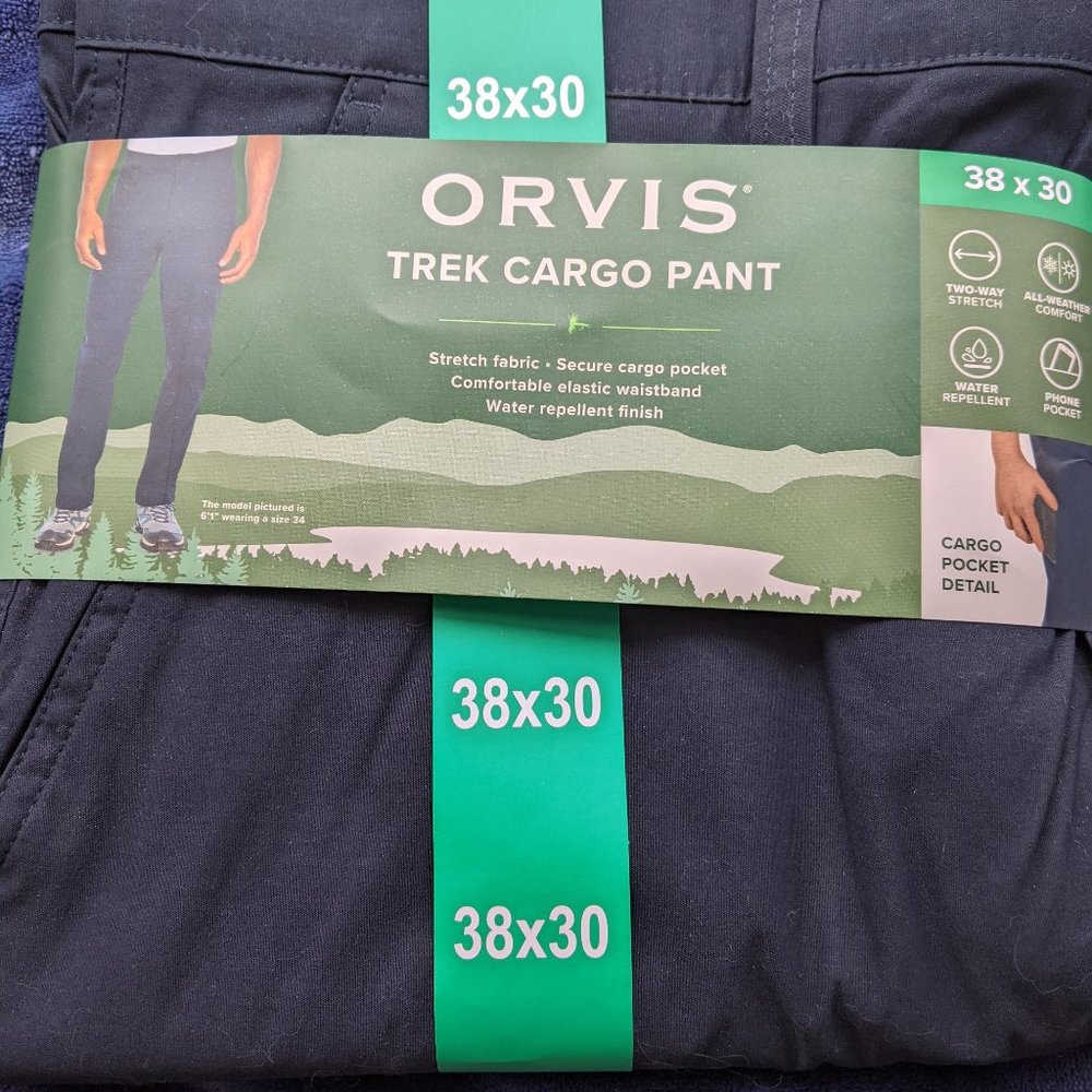 Orvis Mens Navy Trek Cargo Pants sz 36 NEW